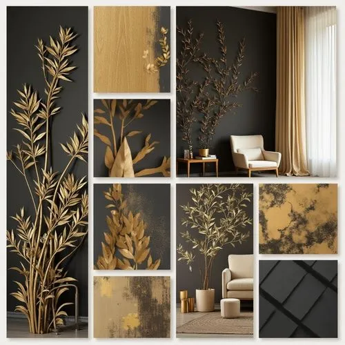 gold paint strokes,wallcoverings,gold foil laurel,wallcovering,fromental,berkus