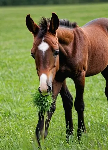 A brown foal eating grass,suckling foal,foal,iceland foal,horse breeding,quarterhorse,australian pony,belgian horse,hay horse,young horse,mustang horse,gelding,chestnut animal,horse with cub,przewalsk