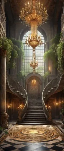 alfheim,rivendell,labyrinthian,background design,hall of the fallen,staircase,castle of the corvin,herbology,imperialis,fantasy picture,fantasy landscape,entrance hall,dandelion hall,the threshold of the house,woolfe,gondolin,cochere,ivalice,backgrounds,beleriand,Illustration,Realistic Fantasy,Realistic Fantasy 39