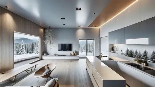 This photo features the living room and small kitchen of a hotel suite located in Puli, Taiwan. 
The design integrates elements of winter, Switzerland, and the tranquil atmosphere of the mountains, 
e