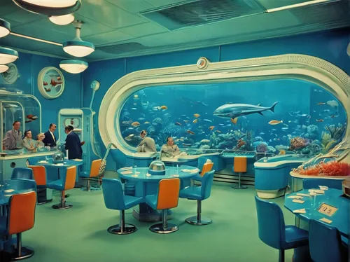 underwater playground,retro diner,aquariums,aquarium,under sea,school of fish,undersea,underwater world,sealife,under the sea,aquarium decor,deep sea,diner,aqua studio,underwater sports,marine tank,deep sea diving,house of the sea,ocean paradise,ocean underwater,Conceptual Art,Sci-Fi,Sci-Fi 29