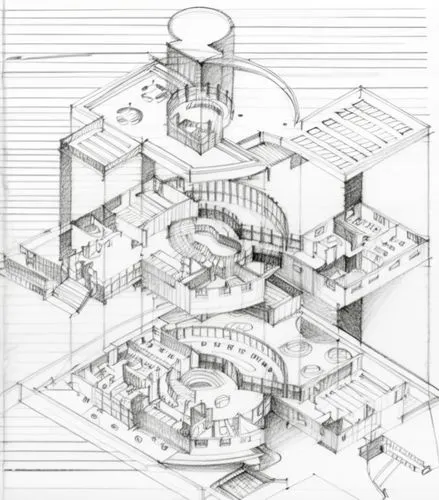 archigram,arcology,adolfsson,architect plan,isometric,schematics,Design Sketch,Design Sketch,Pencil Line Art