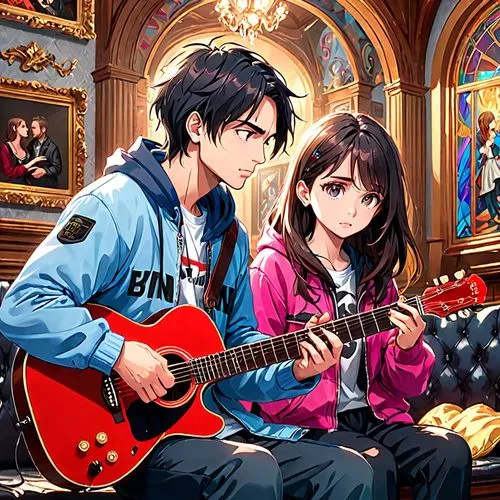 takamine,heartstrings,nodame,troubadours,serenade,guitar,concert guitar,euphonious,game illustration,tomoharu,playing the guitar,playing room,strumming,troubadors,teika,erenhot,music service,rock band,serenading,bessatsu,Anime,Anime,General