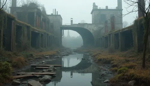 industrial ruin,viaducts,abandoned places,abandoned place,ruins,ruine,hangman's bridge,ancient ruins,post-apocalyptic landscape,lostplace,lost place,abandoned,ruinas,moat,ruin,industrial landscape,post apocalyptic,fantasy landscape,lost places,the ruins of the,Photography,General,Realistic