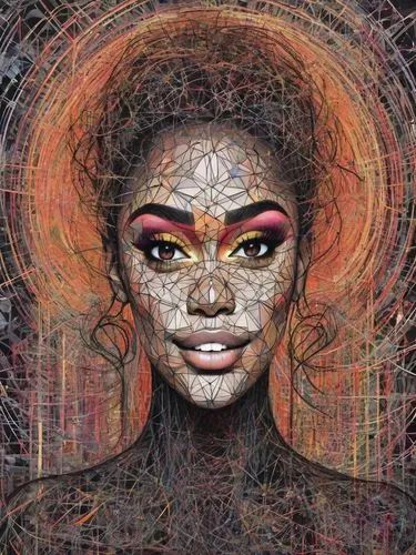 african art,african woman,african american woman,black woman,voodoo woman,bjork,afroamerican,boho art,psychedelic art,head woman,afro-american,root chakra,aura,digital artwork,maria bayo,mystical portrait of a girl,mixed media,black skin,black women,veil