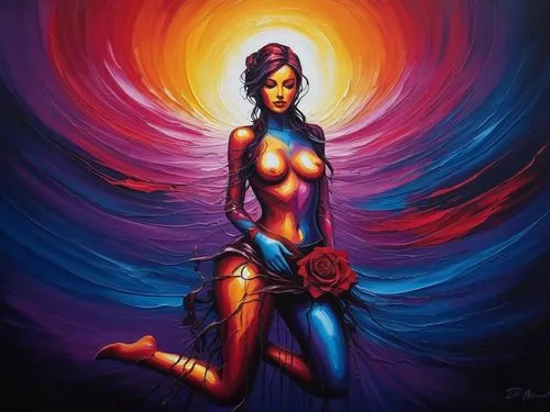 heart chakra,root chakra,oshun,inanna,bodypainting,earth chakra,baoshun,fantasy art,fantasy woman,dakini,neon body painting,sirene,lord shiva,djinn,vishwamitra,shiva,body painting,amphitrite,warrior woman,apsara,Illustration,Realistic Fantasy,Realistic Fantasy 25