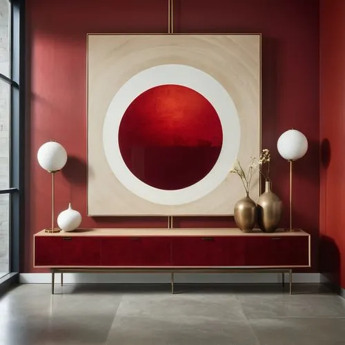 minotti,henningsen,mahdavi,foscarini,red wall,mid century modern,Photography,General,Realistic