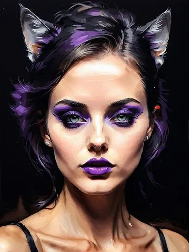 feline look,feline,catwoman,cat vector,cat eye,purple,wild cat,digital painting,cat paw mist,fantasy portrait,animal feline,halloween cat,siamese cat,huntress,drawing cat,world digital painting,feral cat,purple lilac,purr,violet head elf,Conceptual Art,Fantasy,Fantasy 32