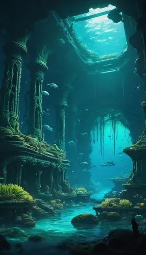 underwater landscape,underwater oasis,underwater background,underwater playground,underground lake,undersea,ocean underwater,sea cave,ocean floor,sea caves,cave on the water,underwater world,blue cave,the blue caves,submerged,sunken church,blue caves,underwater,aquarium,deep sea,Conceptual Art,Oil color,Oil Color 18