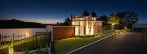 residential wall on the edge of the asphalt with wooden garage door and black iron grille sides,landscape design sydney,luxury home,luxury property,bendemeer estates,holiday villa,landscape designers 