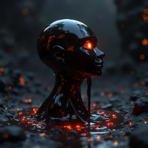 cinema 4d,3d render,molten,terminator,3d rendered,render,3d model,blender,inferno,metal figure,skull statue,3d figure,rendered,alakiri,renders,scorched,material test,incinerate,webgl,lava