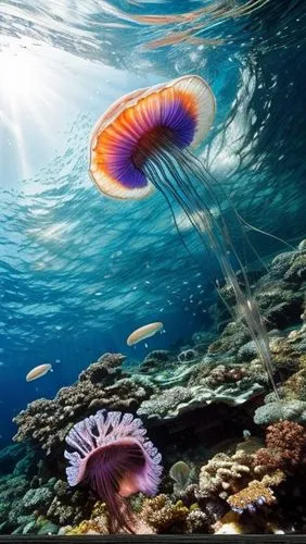 jellyfish,cnidaria,jellyfishes,balkan anemone,ctenophores,cnidarians,Realistic,Landscapes,Underwater Fantasy