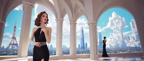 art deco background,gothel,satine,princess anna,nodame,art deco woman,naboo,dreamfall,mmd,rapunzel,3d fantasy,parisienne,dior,city ​​portrait,suyin,sansar,maxon,aerith,princess sofia,paris clip art,Unique,3D,Low Poly