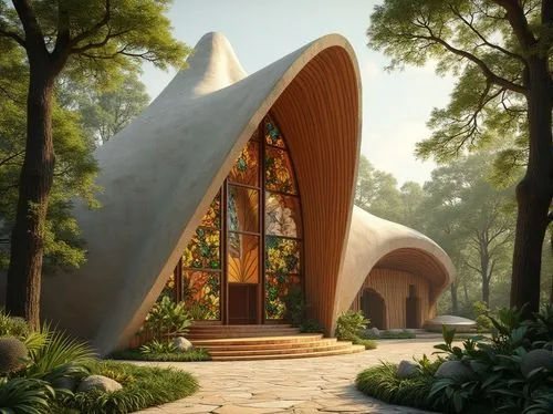 lotus temple,forest chapel,futuristic architecture,earthship,auroville,pointed arch,roof domes,three centered arch,asian architecture,honeychurch,odomes,islamic architectural,ecovillage,ecovillages,guastavino,insect house,cajundome,3d rendering,ashram,pilgrim shell,Photography,General,Realistic