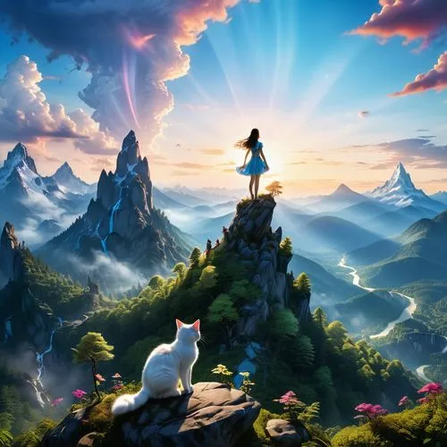 fantasy landscape,fantasy picture,unicorn background,fairyland,3d fantasy,moomin world,landscape background,fantasy art,fantasy world,fairy world,children's background,fairy chimney,magical adventure,dreamlands,wonderlands,gondolin,cartoon video game background,mountain scene,alfheim,mountain world,Photography,General,Realistic