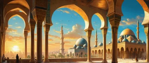 karakas,mosques,theed,grand mosque,andalus,agrabah,ibn tulun,the hassan ii mosque,kondos,big mosque,citadels,seregil,hassan 2 mosque,ghudayer,medina,diriyah,mosque,schuiten,star mosque,schuitema,Conceptual Art,Oil color,Oil Color 06