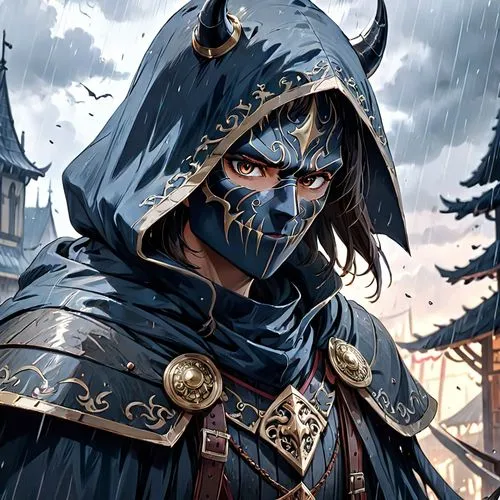 dark elf,warlord,hooded man,prejmer,dane axe,masquerade,assassin,corvus,dodge warlock,heroic fantasy,undead warlock,iron mask hero,wind warrior,centurion,death god,raider,sterntaler,fantasy warrior,jester,monsoon banner,Anime,Anime,Realistic