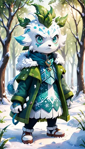 forest dragon,suit of the snow maiden,forest king lion,green dragon,scandia gnome,kobold,druid,amur hedgehog,dragon li,temperowanie,white rose snow queen,tundra,father frost,winterblueher,emerald lizard,forest animal,bard,snow owl,gryphon,forest background,Anime,Anime,Cartoon