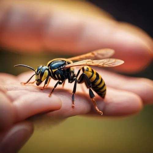 miniaturowy osa na dłoni,hornet hover fly,giant bumblebee hover fly,medium-sized wasp,vespula,hover fly,syrphidae,syrphid fly,hornet mimic hoverfly,yellowjacket,hoverfly,blue wooden bee,silk bee,hover