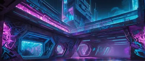 futuristic landscape,cyberia,cybercity,sulaco,cybertown,cyberworld,lair,cyberscene,neon ghosts,spaceship interior,tron,futuristic,dungeon,cyberpunk,undercity,scifi,arcology,ultraviolet,neon light,cybertron,Conceptual Art,Graffiti Art,Graffiti Art 07