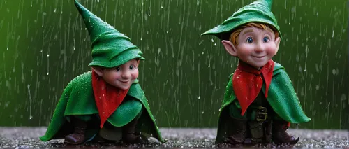 Elf in the Rain by Scharle,elves,gnomes,scandia gnomes,hanging elves,gnome,elf,scandia gnome,elves flight,gnomes at table,gnome ice skating,elf hat,raindops,baby elf,lilo,gnome skiing,elf on a shelf,p