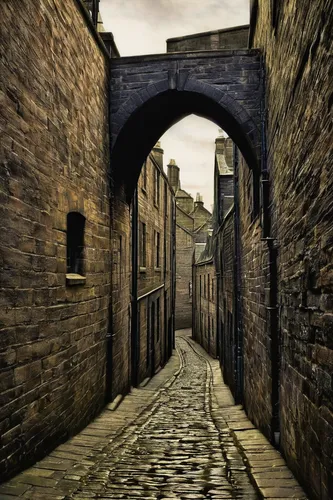 Thomas Annan - Old Vennel in Glasgow (off High Street), 1868,the cobbled streets,cobbles,narrow street,medieval street,alleyway,lovat lane,cobblestones,alley,cobblestone,old linden alley,stone arch,co