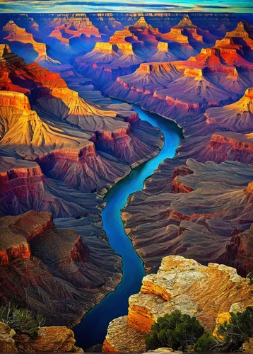 grand canyon,glen canyon,canyon,rio grande river,fairyland canyon,united states national park,river landscape,arid landscape,horseshoe bend,mountainous landforms,panoramic landscape,landform,reflection of the surface of the water,fluvial landforms of streams,snake river,desert landscape,lake powell,beautiful landscape,landscapes beautiful,aeolian landform,Art,Artistic Painting,Artistic Painting 32