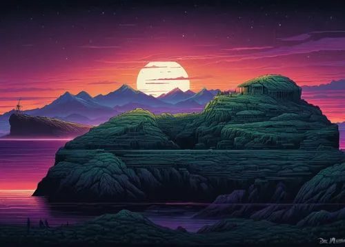 coast sunset,mountain sunrise,an island far away landscape,jeju,dusk,senja,dusk background,beautiful wallpaper,horizon,mountain and sea,paisaje,mountain beach,futuristic landscape,polynesia,tofino,lanikai,lanai,pacific,paraiso,sunset,Illustration,Realistic Fantasy,Realistic Fantasy 25