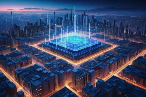 Modern 5G network diagram, futuristic layered architecture, sleek metal framework, glowing blue circuit boards, intricate wiring, compact microchips, shimmering silver servers, virtual reality screens