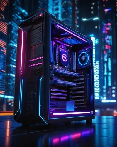 cyberpunk,cybersmith,3d render,pc tower,80's design,fractal design,cinema 4d,tron,purpureum,gigabyte,cyberscene,rgb,compute,prebuilt,techno color,pc,cyberian,retro styled,pentium,computer case,Conceptual Art,Sci-Fi,Sci-Fi 26