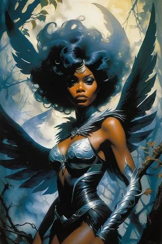 black angel,dark angel,fantasy woman,goddess of justice,birds of prey,black woman,birds of prey-night,harpy,warrior woman,heroic fantasy,raven girl,fantasy art,archangel,african american woman,sorceress,death angel,afro american girls,black raven,black women,black warrior,Conceptual Art,Fantasy,Fantasy 20