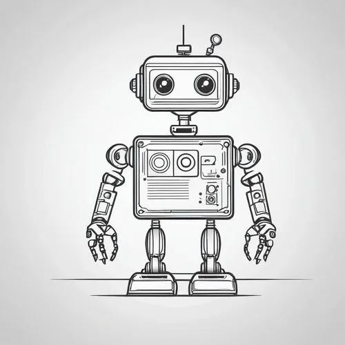 robot,robotlike,industrial robot,automator,social bot,chatbot,Illustration,Black and White,Black and White 04