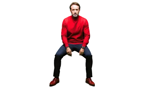 isolated subject, red background removal, transparent PNG, solo, center composition, soft focus, blurred edges, vibrant colors, detailed textures, high contrast, cinematic lighting.,a man sits down an