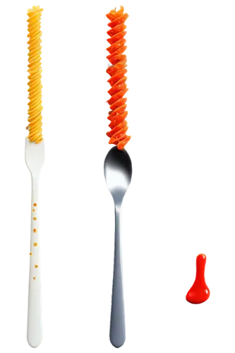 Colorful 3D pasta, white sauce splatter, red tomato sauce stain, mixed shape pasta (e.g., fusilli, farfalle), metallic fork and spoon, shiny table surface, close-up shot, shallow depth of field, warm 