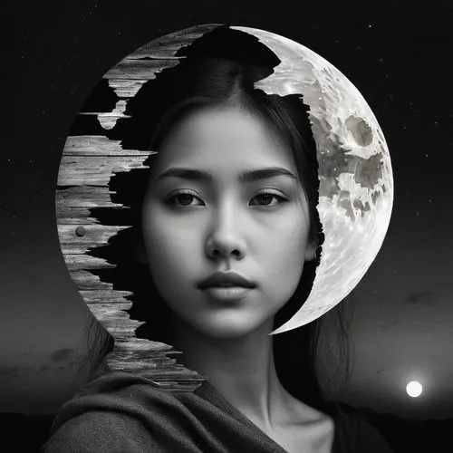 selene,moondragon,diwata,moon phase,moonflower,moonchild,lunar,moonlit,lunar phases,moonstar,lunar eclipse,moon phases,han thom,chand,moonlit night,mystical portrait of a girl,moonface,dione,photo manipulation,moon,Photography,Black and white photography,Black and White Photography 07