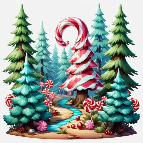 christmas border,fir tree decorations,christmastree worms,candyland,christmas landscape,knitted christmas background,Illustration,Abstract Fantasy,Abstract Fantasy 11