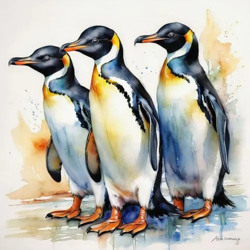 penguins,emperor penguins,pinguine,king penguins,penguin,african penguins,Illustration,Paper based,Paper Based 11