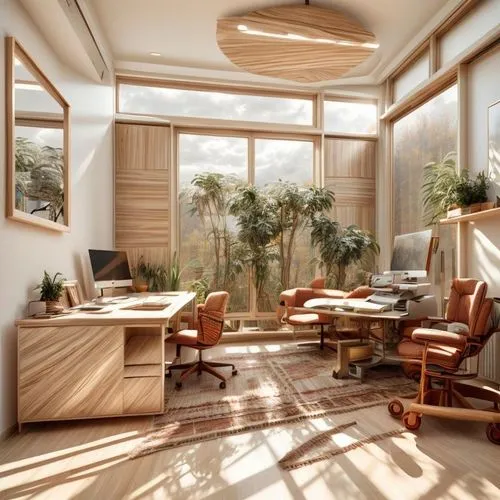 sunroom,mid century modern,daylighting,mid century,modern office,ekornes