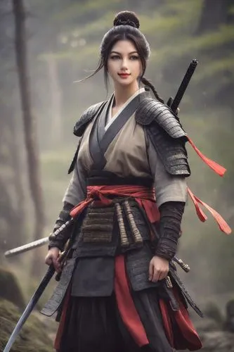 kunoichi,ashigaru,naginata,oboro,female warrior,geisha,Photography,Cinematic