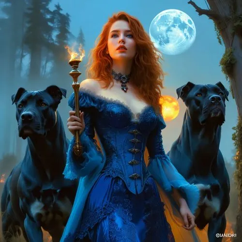 blue enchantress,fantasy picture,fantasy portrait,shepherdess,fantasy art,xanth,sorceress,boudicca,sorceresses,fantasy woman,morwen,hecate,magick,tuatha,lady of the night,blue moon,samhain,etain,mystical portrait of a girl,queen of the night