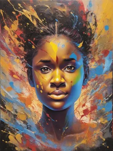 oil painting on canvas,mystical portrait of a girl,african art,african woman,art painting,painting technique,mary-gold,oil painting,oil on canvas,girl portrait,black woman,young woman,sacred art,portrait of a girl,benin,ghana,indigenous painting,artwork,aura,african american woman