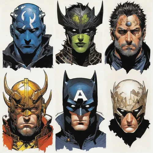 comic characters,marvel comics,xmen,x-men,avengers,x men,marvel,comic books,avatars,the avengers,halloween masks,wolverine,helmets,norse,masks,assemble,faces,personages,comic book,icon set,Illustration,American Style,American Style 06