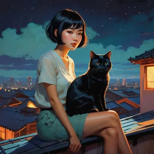 kitami,hoshihananomia,utada,takemi,michiko,neko,suzong,urakami,murakami,black cat,miao,kita,mari makinami,toshiko,tatsuro,hikari,night scene,world digital painting,romantic portrait,ranma,Conceptual Art,Fantasy,Fantasy 18