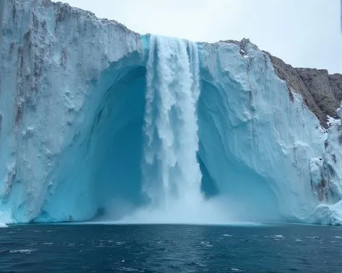 南極斷崖,有一道瀑布,the large ice fall has a very tall base,icefalls,icefall,ice castle,godafoss,entrance glacier,ice curtain