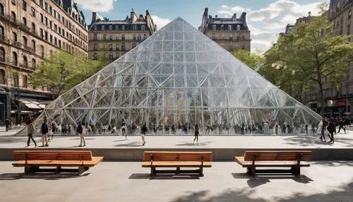 glass pyramid,heatherwick,paris shops,etfe,glass building,glass facade,vitrine,structural glass,louvre museum,zeil,libeskind,water cube,glasshouse,louvre,universal exhibition of paris,city fountain,glass facades,pavillon,chatelet,publicis,Illustration,Realistic Fantasy,Realistic Fantasy 21