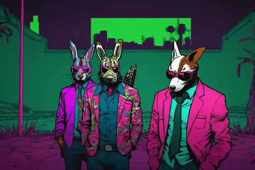 Free Hotline Miami 2: Wrong Number Wallpaper in 1280x800,rabbits,bunnies,easter background,easter rabbits,easter theme,hares,llamas,rabbits and hares,rabbit family,hare field,jackal,electric donkey,ka