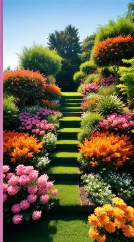 The space is filled with a vibrant display of flowers, lush green grass, and vibrant wildflowers. Each flower is unique in their fragrances, each stroke capturing deep, warm hues. The scene is crafted