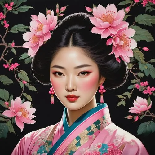 geisha girl,geisha,chuseok,oriental princess,oriental girl,kommuna,Illustration,Japanese style,Japanese Style 21