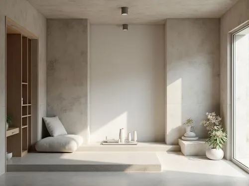 modern minimalist bathroom,anastassiades,ceramiche,hallway space,wall plaster,concrete ceiling,home corner,associati,exposed concrete,marazzi,travertine,stucco wall,modern room,home interior,3d rendering,an apartment,render,apartment,alcove,modern minimalist lounge,Photography,General,Realistic