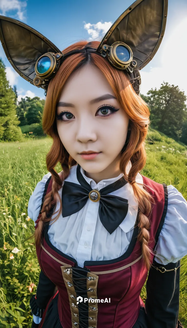 masterpiece, !aliceinwonderland !steampunk !goth 18yo !korean !hyrule elven ears,steampunk,cosplay image,hosana,solar,sujeonggwa,phuquy,cosplayer,stream,fairy tale character,garden-fox tail,bee,cheshi